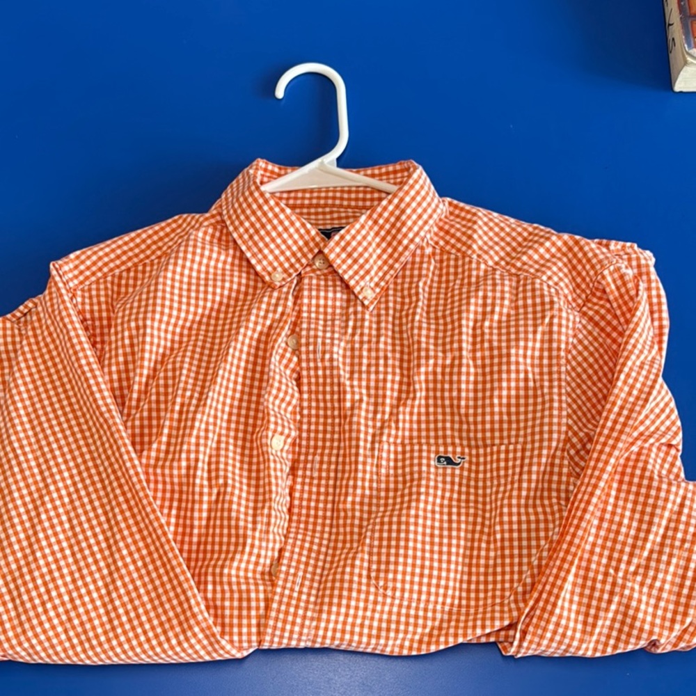 Orange Gingham Men's Shirt